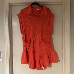 Chic Orange Button-Up Mini Dress